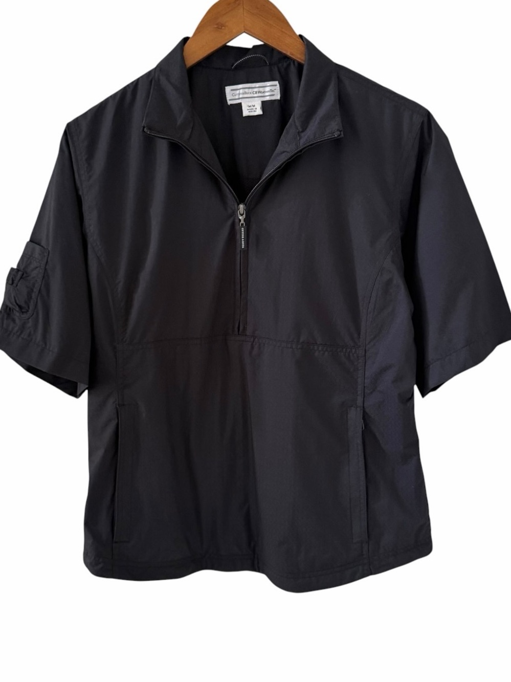 Cutter & Buck Black CBWeatherTec 1/4 Zip Short Sleeve Windbreaker Shirt